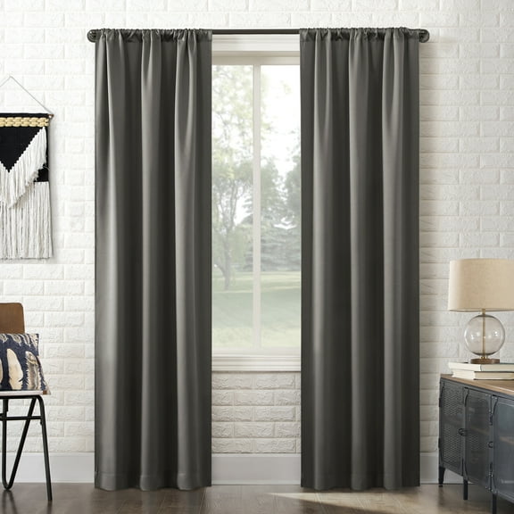 Sun Zero Bergen Theater Grade Extreme 100% Blackout Rod Pocket Curtain Panel, 40"X63", Grey