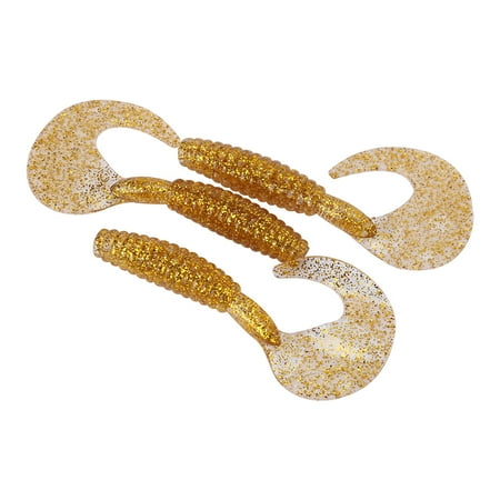 Sarapandan 3pcs Silicone Maggot Grub Saltwater Soft Bass Fishing Lures Bait Tackle (golden) Sarapandan