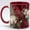 Accent Mug - As image, variant on Red Cardinal Bird Ceramic Mug 11oz, Elegant Floral Art Coffee Cup with Magnolia Blossom Illustration, Deep Burgundy Background Drinkware