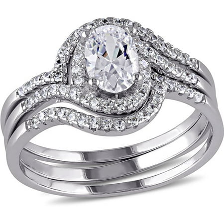 Miabella 1-7/8 Carat T.G.W. CZ Sterling Silver Bypass Bridal Set