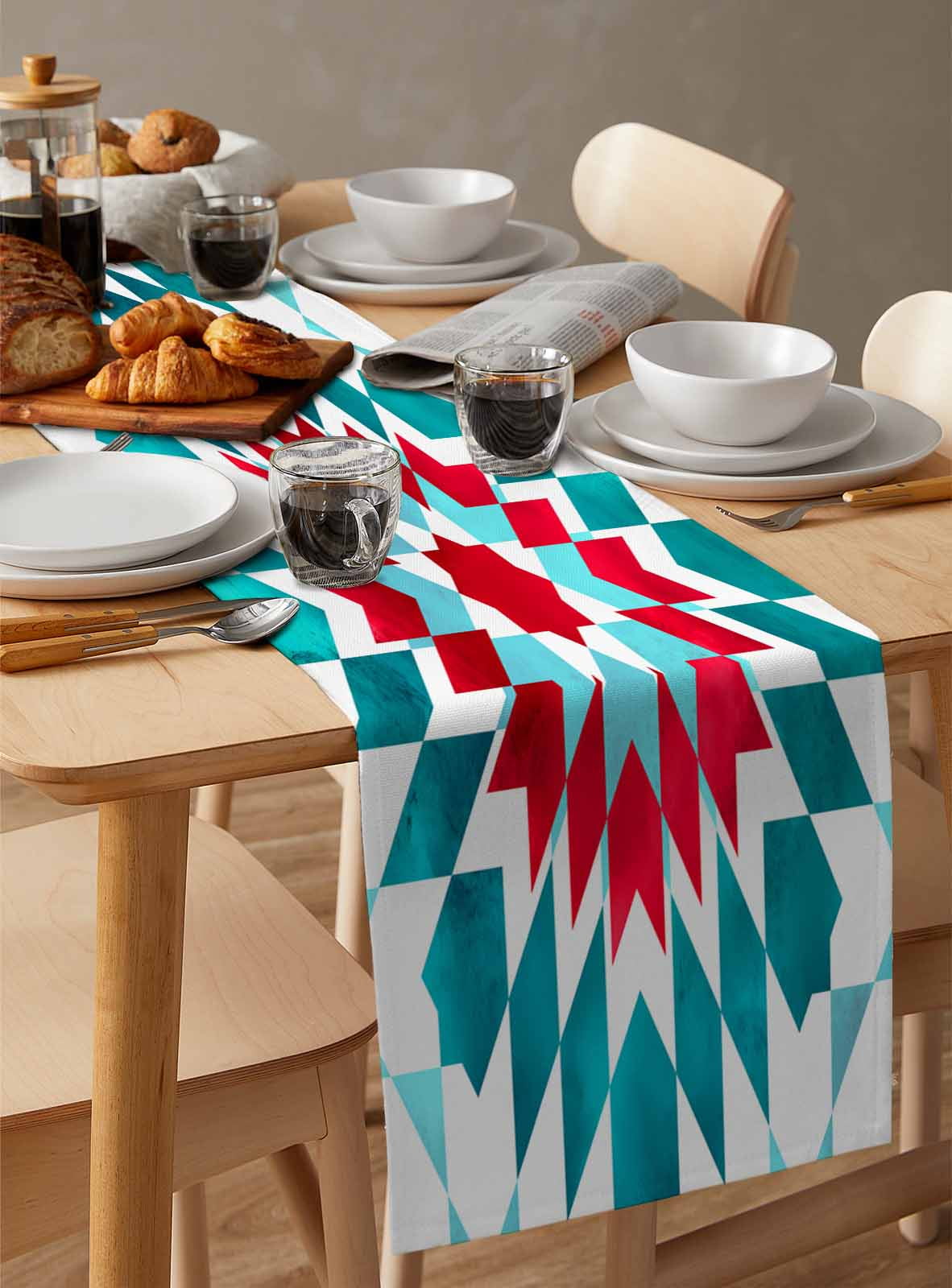 Table Runner Dresser Scarf 13 x 36 Inch Country Vintage Tribal Modern Bohemian Ethnic Table Runners Non-Slip Heat Resistant Kitchen Dining Table Decor for Indoor Outdoor Home Party Decoration