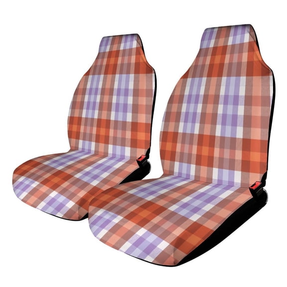 Car Seat Covers Plaid Pattern Design 2 Piece Soft Bucket Auto Seat Protector Universal Fit for SUV Sedan Van