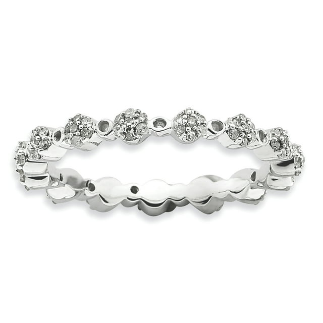 925 Sterling Silver Diamond Stackable Ring Fancy