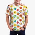 thumbnail image 4 of Vsdgher Cartoon Flowers Print Men's Short Sleeve Stretch Polo Shirt, Moisture-Wicking Performance Polo Shirt, 4 of 8