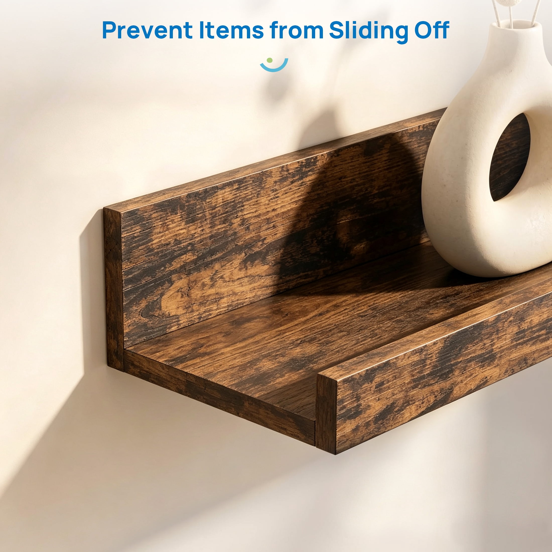 Floating Shelves, Sindcom Home Wood Shelf Wall Mounted, Set of 5, Multiple Sizes, Brown