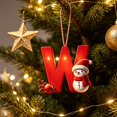 thumbnail image 7 of Christmas Letter Ornament, Red Alphabet Initial W Hanging Decoration with Snowman Christmas Tree Ornament for Family Name Display, 7 of 7