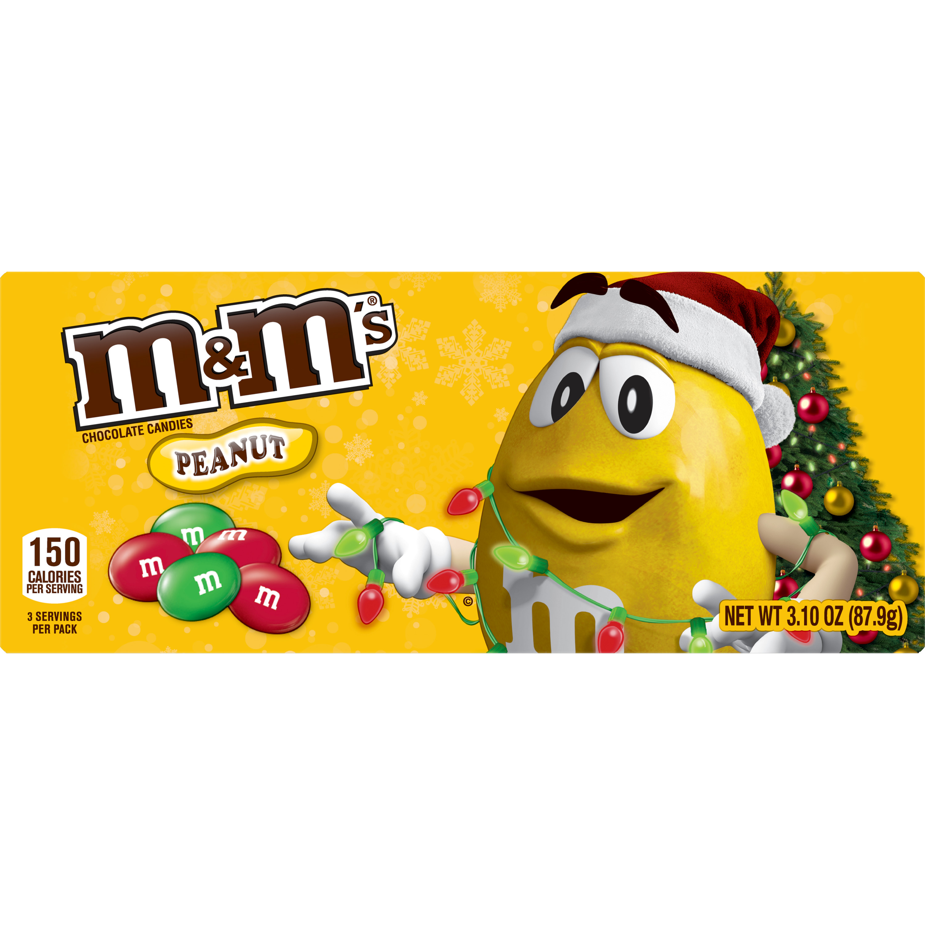 M&M'S, Christmas Candy, Peanut, Box Pack, 3.1 Oz. Box