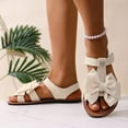 thumbnail image 6 of ShiShine Women's Ankle Strap Bow Sandals Criss Cross Open Toe Bowknot Dressy Beach Flat Sandals, 6 of 9