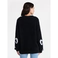 thumbnail image 3 of 99 Jane Street Women's and Women's Plus Bow Print Pullover Sweater, Midweight, Sizes XS-4X, 3 of 5