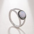 thumbnail image 6 of Dengmore Oval Rainbow Moonstone Silver Ring, Burnished Sterling Silver Multi Color Change Oval Stone Mood Ring, 6 of 8