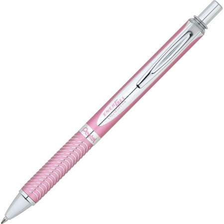 Pentel EnerGel Alloy RT Retractable Liquid Gel Pen .7mm Pink Barrel Black Ink BL407PA