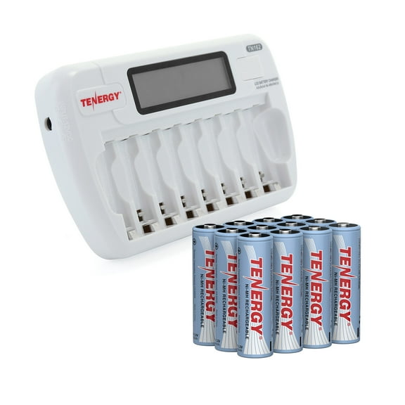 Tenergy TN162 Charger And 8 Pack AA NiMH Rechargeable Batteries