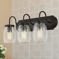 thumbnail image 4 of JONATHAN Y Gaines 19.3" 3-Light Farmhouse Industrial Iron Mason Jar LED Vanity, Oil Rubbed Bronze/Clear, 4 of 9