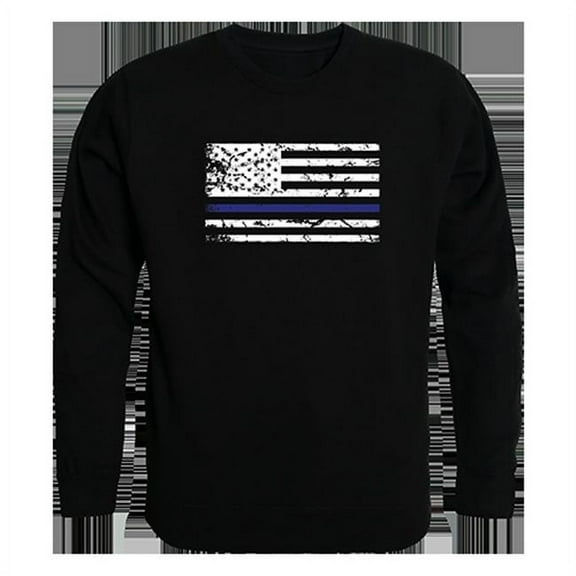 Thin Blue Line Graphic Crew Neck Sweatshirt, Black - 2X