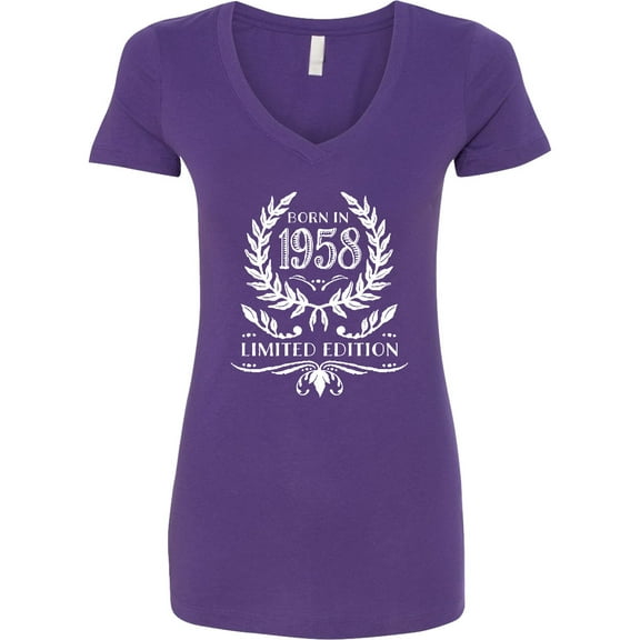 Inktastic Born in 1958 Limited Edition Women's V-Neck T-Shirt