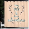 thumbnail image 3 of Ambesonne Adventure Shower Curtain, Calligraphic Words Antler, 69"Wx84"L, Cadet Blue, 3 of 4