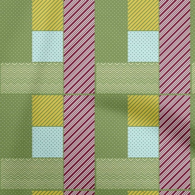 oneOone Rayon Green Fabric Geometrical Sewing Craft Projects Fabric Prints By Yard 56 Inch Wide