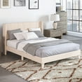 thumbnail image 2 of Costway Queen Size Upholstered Bed Frame with Elastic Pockets Mattress Foundation Beige, 2 of 10