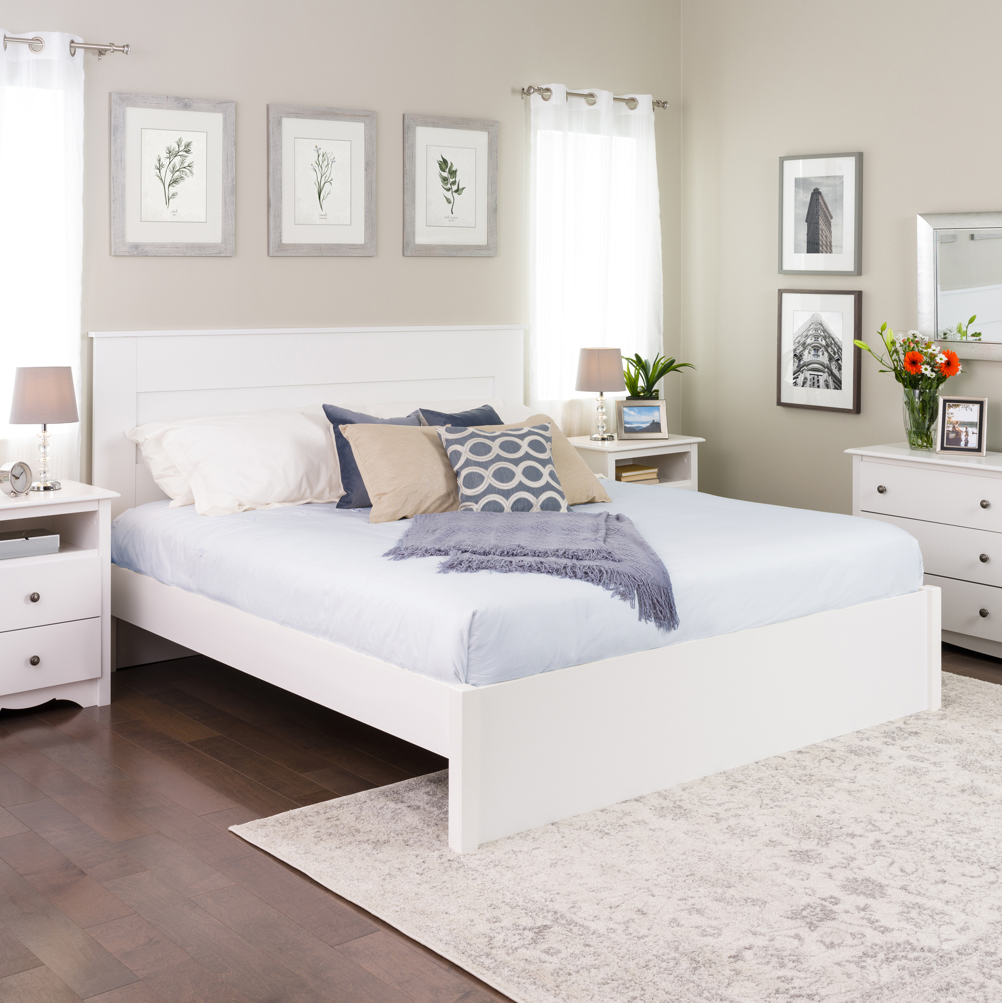 Prepac Select 4-Post Platform Bed, King, White