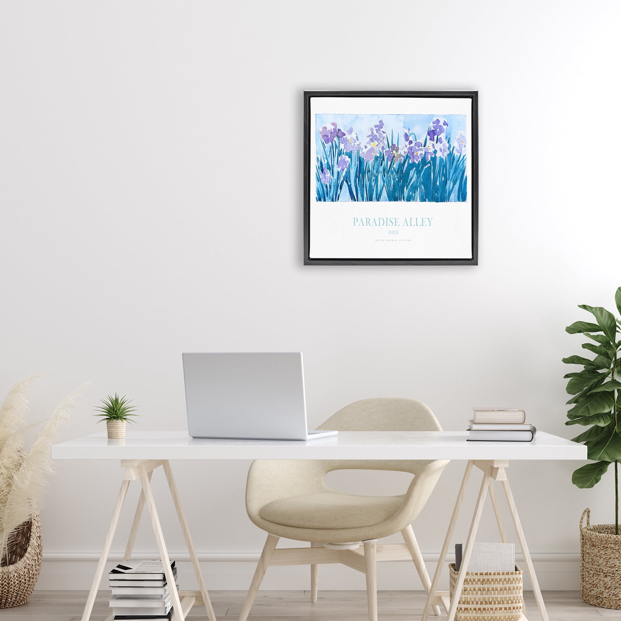 Stupell Industries Paradise Alley Purple Irises Black Framed Floater Canvas Wall Art, design by Jadei Graphics