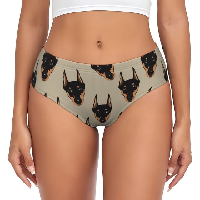 Balery Cute Black Dog Ropa Interior de Algodón para Mujer con Dibujo – Braguitas Cómodas y Elásticas, Estilo Clásico-4X-Large