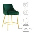 thumbnail image 3 of Counter Stool Chair, Green, Velvet, Modern Contemporary, Mid Century Bar Pub Cafe Bistro Hotel Lounge Dining Kitchen, 3 of 8