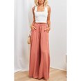 thumbnail image 2 of Pantalones Anchos con Cordón Elásticos con Bolsillo Lateral Cómodos Pantalones Sueltos de Talle Alto para Mujer Mandarina XL, 2 of 6
