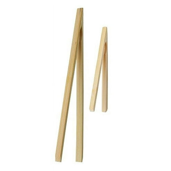 HIC Kitchen Toast Tong Set, Natural Bamboo, 6.5 and 12-Inch, 2-Piece Set