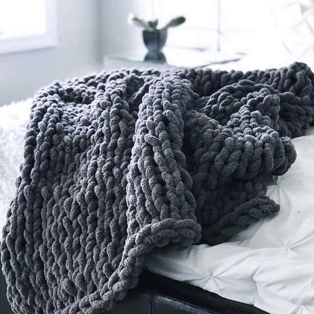 Kepooman Chunky Knit Blanket Handmade Soft Throw Blanket Cozy and Warm Cable Knit Blanket for Sofa & Home Decor, Dark Grey (59" x 78") Kepooman Chunky Knit Blanket Handmade Soft Throw Blanket Cozy and Warm Cable Knit Blanket for Sofa & Home Decor, Dark Grey (59" x 78")