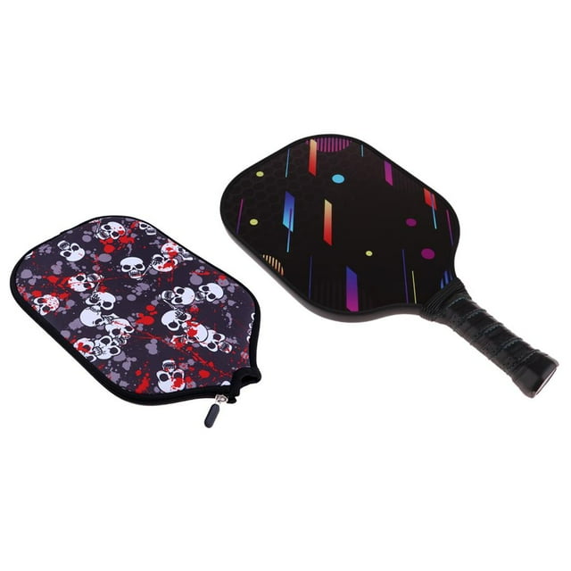 Raqueta de competición de carbono y bolsa de transporte de manga de cubierta Morado negro shamjiam Paleta de pickleball