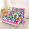 thumbnail image 2 of Erosebridal Cartoon Kawaii Mermaid Bed Sheets,Cute Rainbow Coral Starfish King Sheets For Girly 4-Piece, 2 of 6