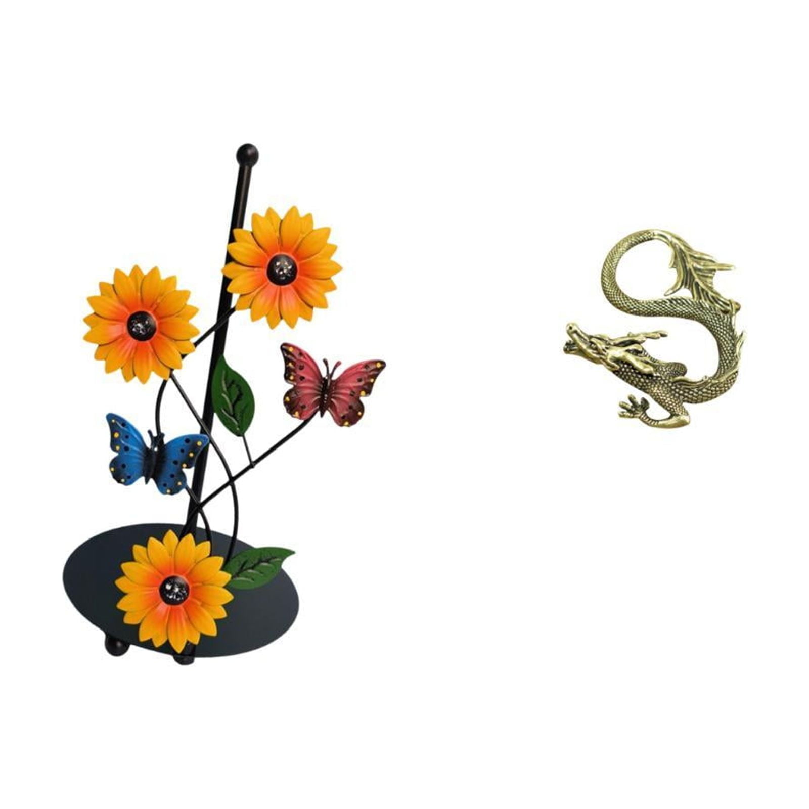 Fiocias Toilet Paper Holder Paper Towel Holder Countertop Kitchen Roll Holders Standing Chinese Sculpture Brass Iron Lightweight Removable Stable Suitable for