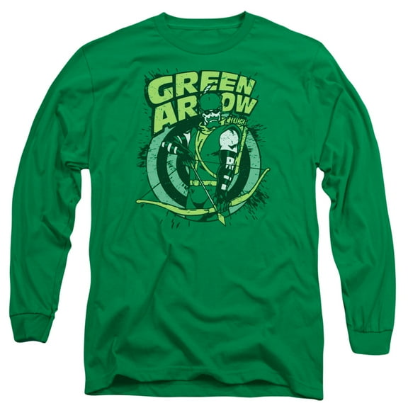 DC Comics On Target-Long Sleeve Adult 18/1-Kelly Green
