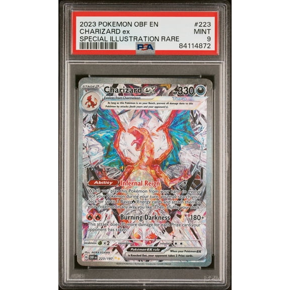 Graded 2023 Pokemon Obsidian Flames Charizard EX Special Illustration Rare SIR PSA 9 #223