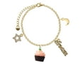 thumbnail image 2 of Delight Jewelry Resin Chocolate Cupcake with Pink Frosting Goldtone Dream Big Charm Bracelet, 7.5+2" Extender, 2 of 4
