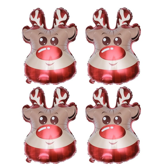 4 Pcs Ballons en Film d'Aluminium Décoration de Noël Ballons Tête Elk