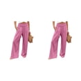 thumbnail image 2 of Sonducket Mujer verano primavera pantalones bolsillos Color sólido largo suelto Casual pierna ancha estirable Vintage Streetwear rosa XXL Rosa XXL 2piezas, 2 of 6