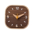 thumbnail image 3 of Reloj de mesa analógico pequeño de madera, cuadrado, silencioso, sin , para mesita de noche, 13,4 x 13,4 x 2,5 cm, para usos múltiples, 3 of 8