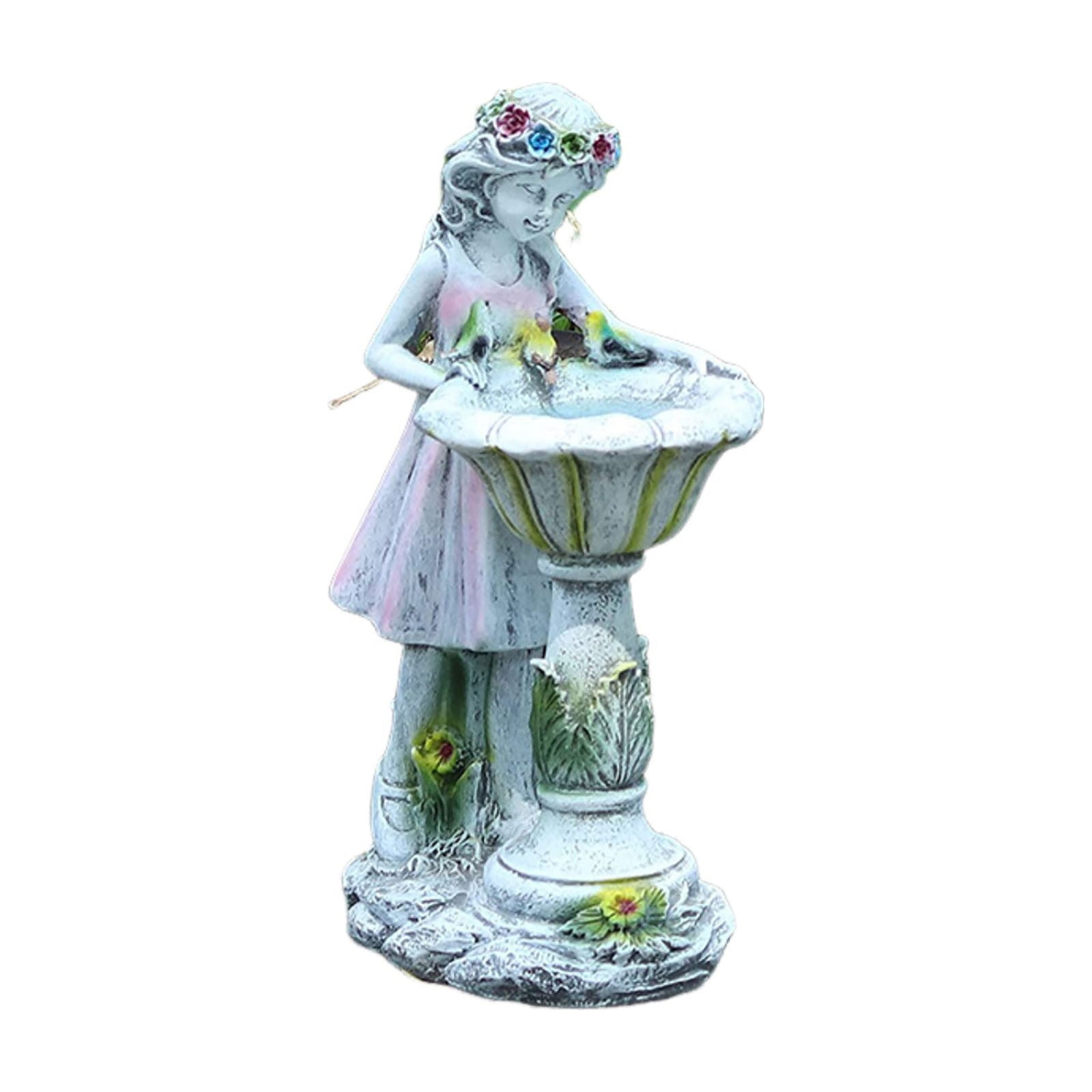 Goowood Solar Garden Decor Flower Fairy Statue Outdoor Garden Resin Ornaments with Auto On Off LED Lights for Yard Patio Porch Decoration