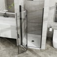 thumbnail image 2 of Kadyn Shower Glass Door, Shower Doors,34"x 72" Shower Door Combo w/ White Acrylic Shower Base, 1/4 inch Tempered Clear Glass in Black Aluminum Finish, 2 of 6