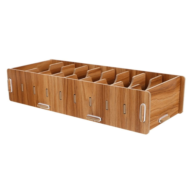 Frcolor Box Wood Storage Organizer Wooden Drawer Case Desktop Divided