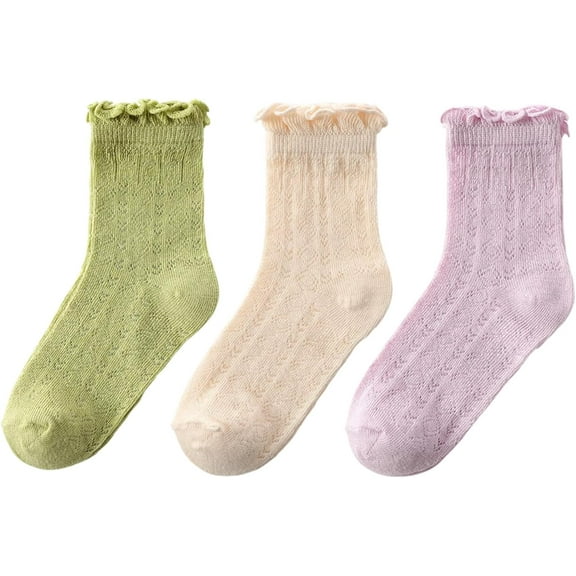 Socks Ruffle Casual Crew Comfortable Breathable Cute 3 Pairs Socks