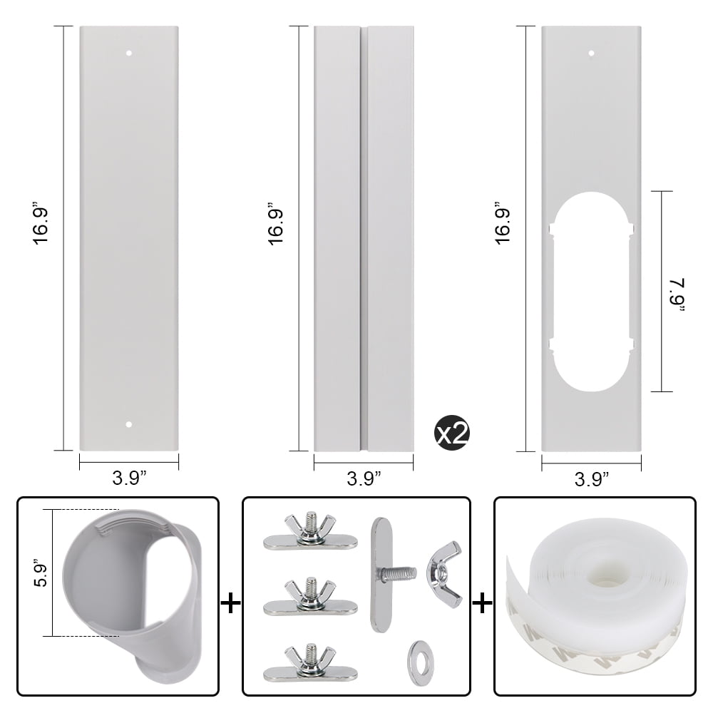 Kxuhivc Portable Air conditioner Window Kit, Adjustable Vertical/Horizontal Sliding Window Kit Plate for AC Unit, AC Window Vent Kit, AC Window Seal Suitable for 5.9” AC Exhaust Hose