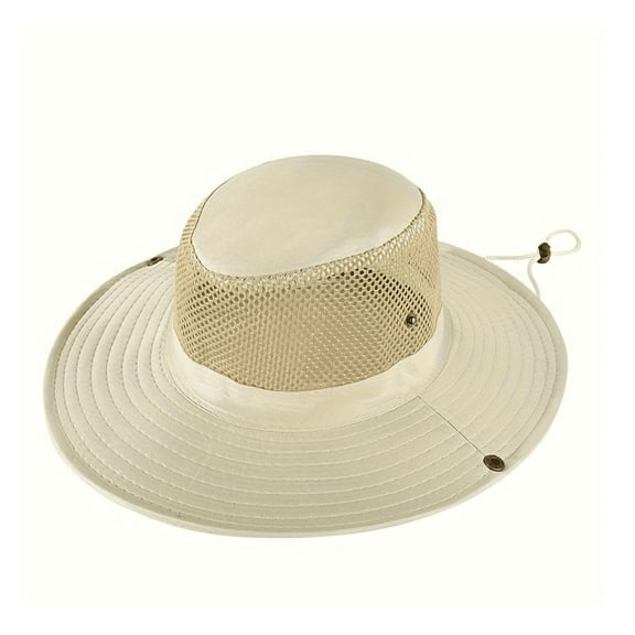 Men's Wide Brim Mesh Fisherman Hat with Adjustable Drawstring