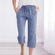 thumbnail image 2 of Trajes de Pantalones para Mujeres Casual Elástico Suelto Recto Recortado con Pantalones de Bolsillo para Citas, Fiesta, Playa, Trabajo, Vacaciones en Casa Y Toda la Temporada, 2 of 7