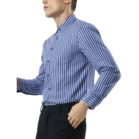 dress striped vertical navy sleeve cotton button shirt down