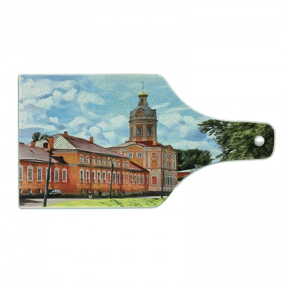 Travel Cutting Board, Famous Historical Landmark European Architecture Theodore in St. Petersburgh, Decorative Tempered Glass Cutting and Serving Board, in 3 Sizes, by Ambesonne