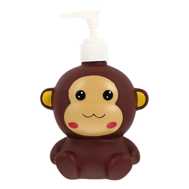 1 botella dispensadora de champú vacía con diseño de mono para lavarse las manos con dibujos animados.