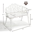 thumbnail image 3 of HOMEFUN Outdoor Patio Bench, Tulip Garden Bench All-Weather Cast Aluminum Extra Loveseat for Lawn Front Porch Path Yard Decor Deck Furniture-White, 3 of 7