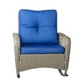 thumbnail image 2 of Tcbosik Outdoor Rocking Chair, Rocker Chair with Blue Cushion and Stainless Steel Frame, Outside Rattan Furniture for Garden, Balcony, Porch, Backyard, Grey, 2 of 9